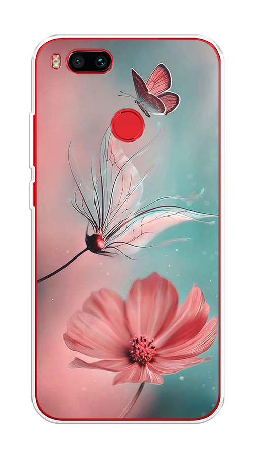 

Чехол на Xiaomi Mi A1/5X "Бабочка и цветок", Голубой;розовый, 32650-1