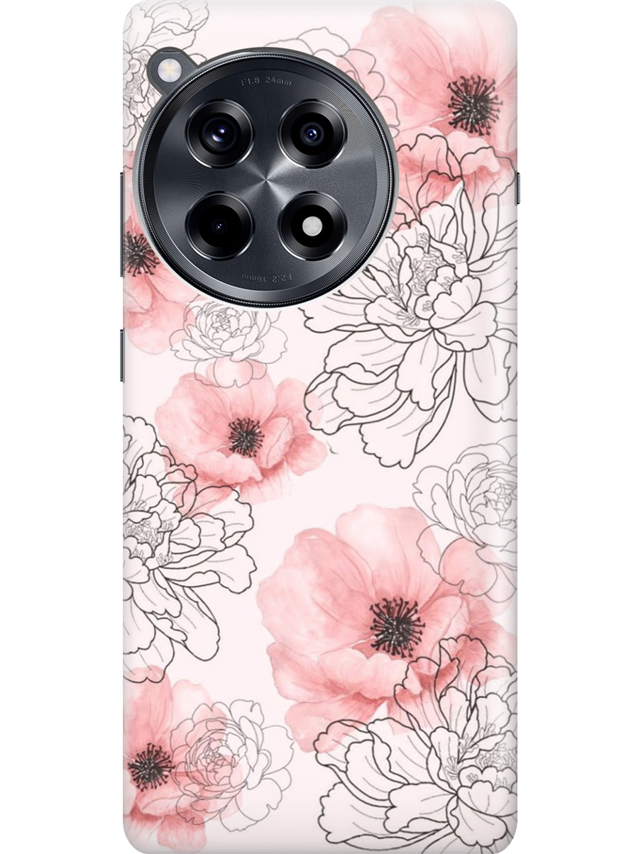 

Силиконовый чехол на OnePlus 12R с рисунком "Нежно-розовые цветы", Розовый, 20012110