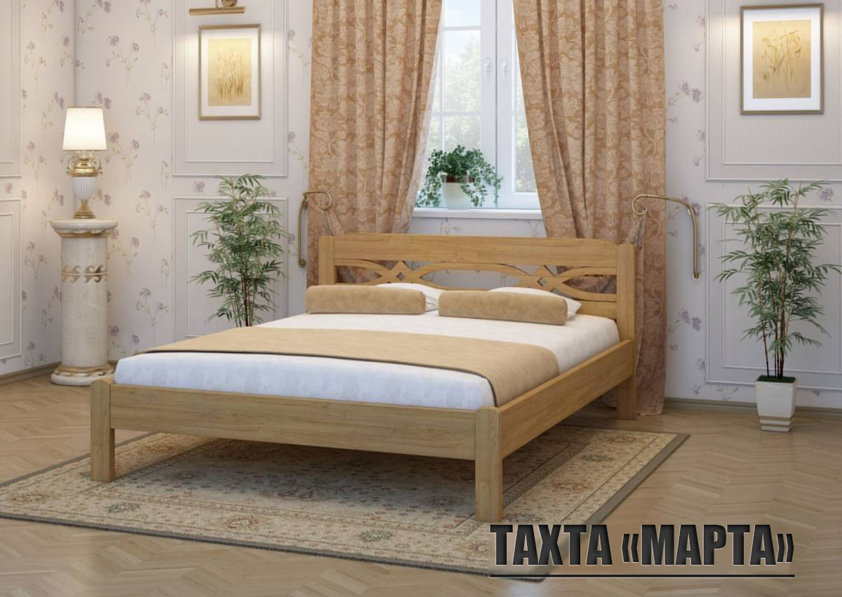 Тахта из массива сосны QualisMebel Марта 160х190 Классический Орех 1