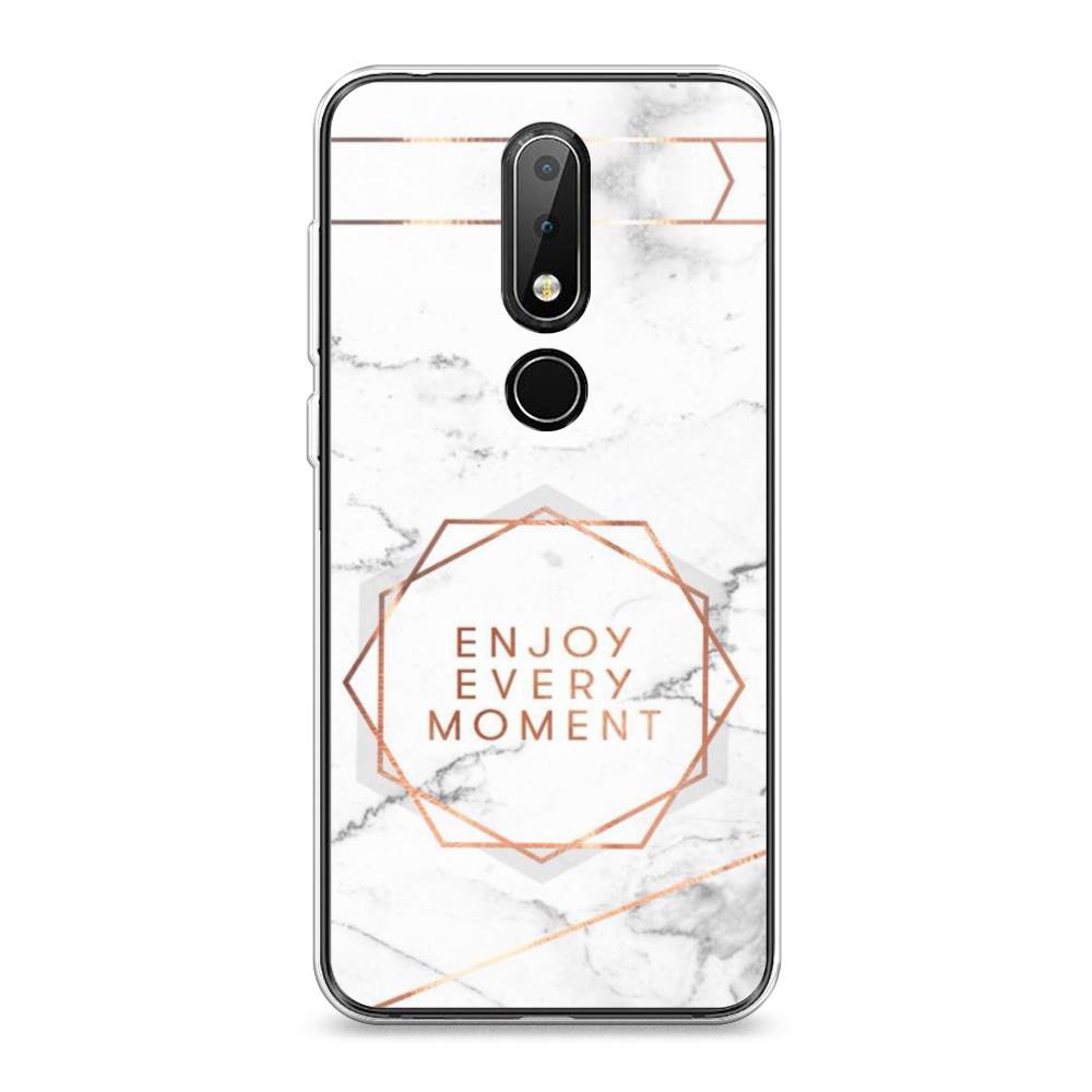 

Чехол Awog на Nokia X6 2018 / Нокиа X6 2018 "Enjoy every moment мрамор", Белый;розовый;серый, 121450-7
