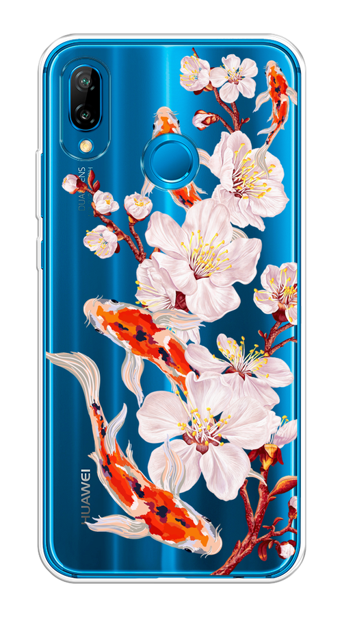 

Чехол на Huawei P20 Lite/Nova 3E "Карпы и сакура", Оранжевый;розовый;бежевый;прозрачный, 64450-1