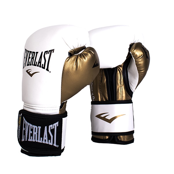 фото Боксерские перчатки everlast powerlock pu бел/золот. 12oz