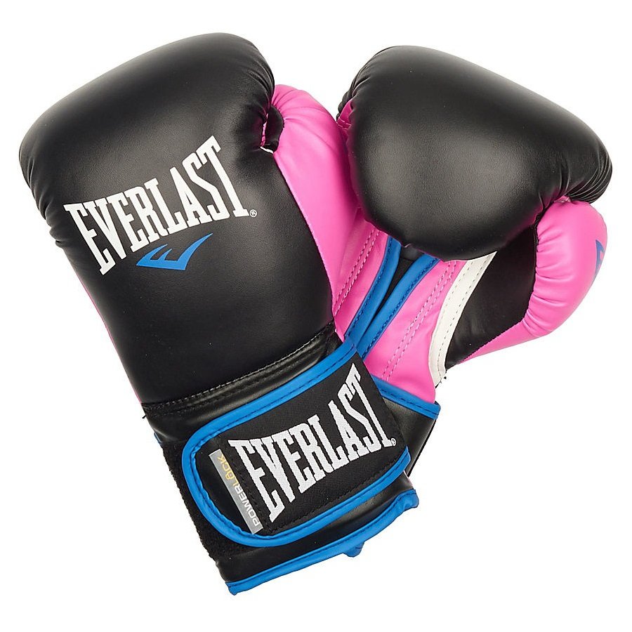 фото Боксерские перчатки everlast powerlock pu черн/розов. 16oz