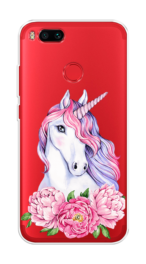 

Чехол на Xiaomi Mi A1/5X "Единорог с пионами", Розовый;белый;зеленый, 32350-1