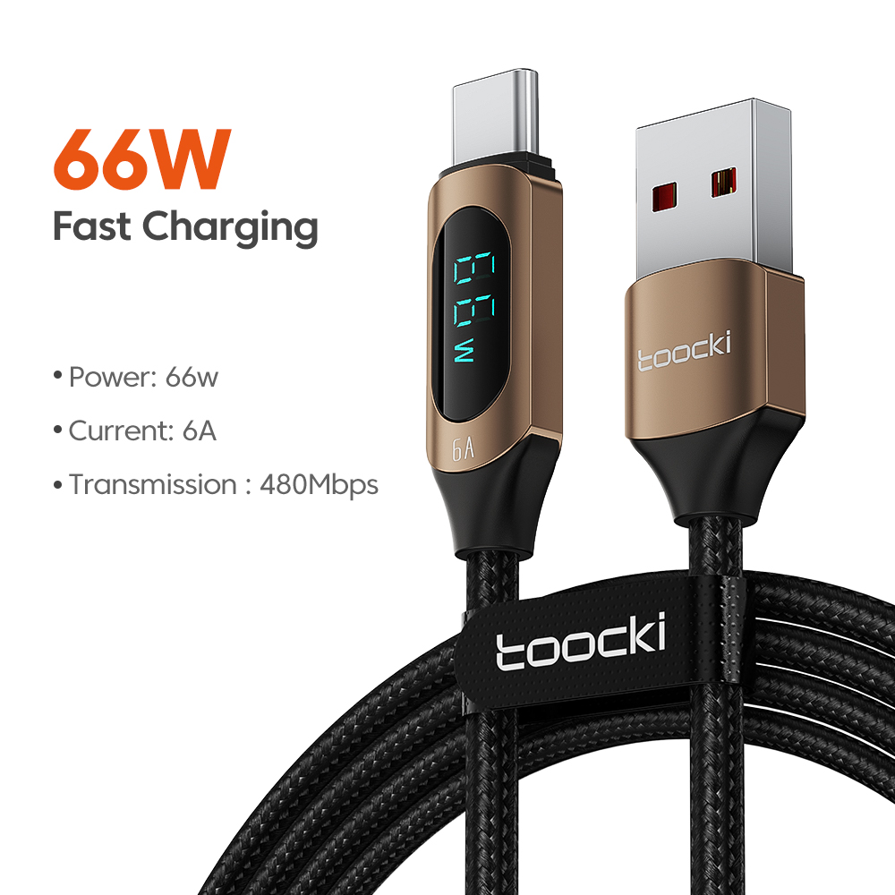 Кабель USB Type-C-USB Toocki 1 м коричневый, черный