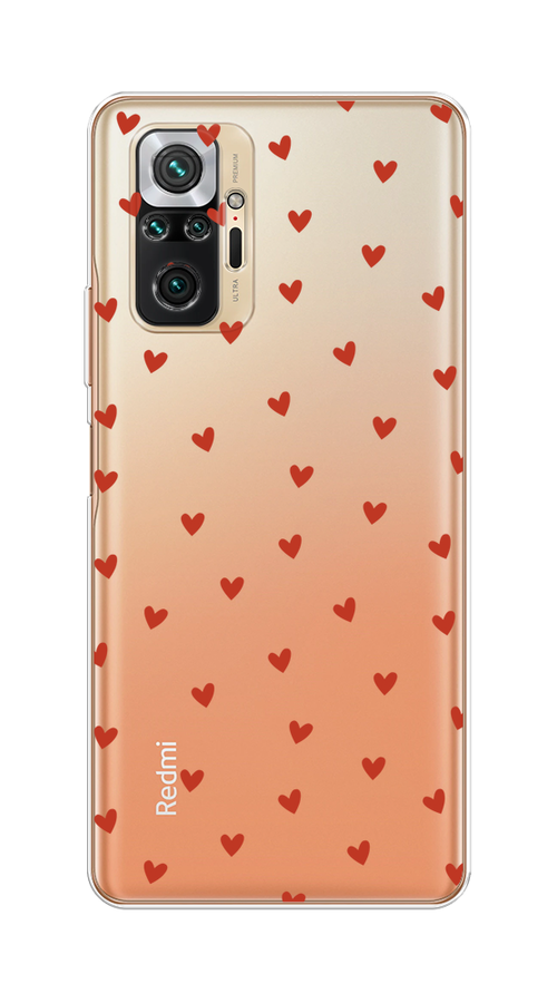 

Чехол на Redmi Note 10 Pro "Red hearts", Красный;прозрачный, 310050-1