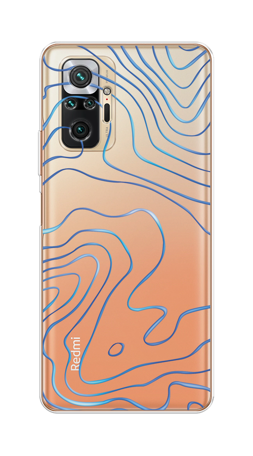 

Чехол на Redmi Note 10 Pro "Blue lines", Прозрачный;синий, 310050-1