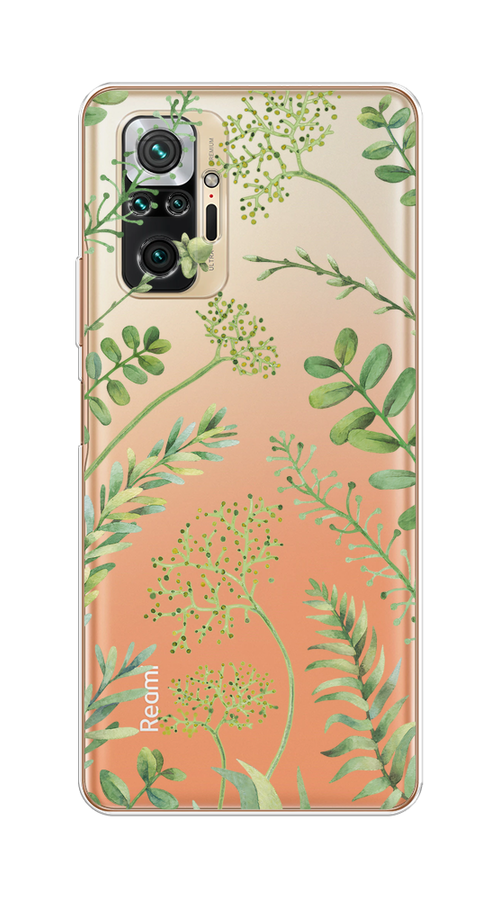 

Чехол на Redmi Note 10 Pro "Green Leaves", Зеленый;прозрачный, 310050-1
