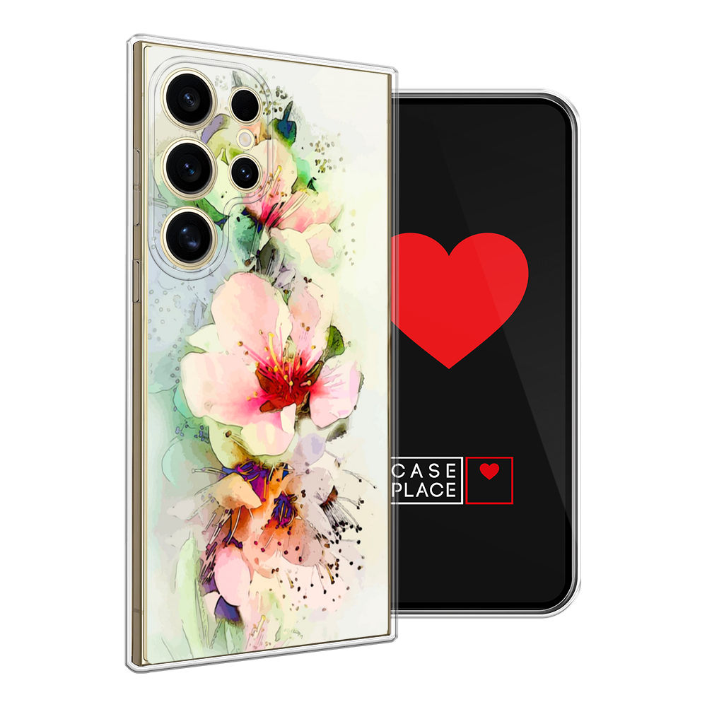 

Чехол на Samsung Galaxy S24 Ultra "Нежные цветы", Зеленый;розовый, 2109250-1