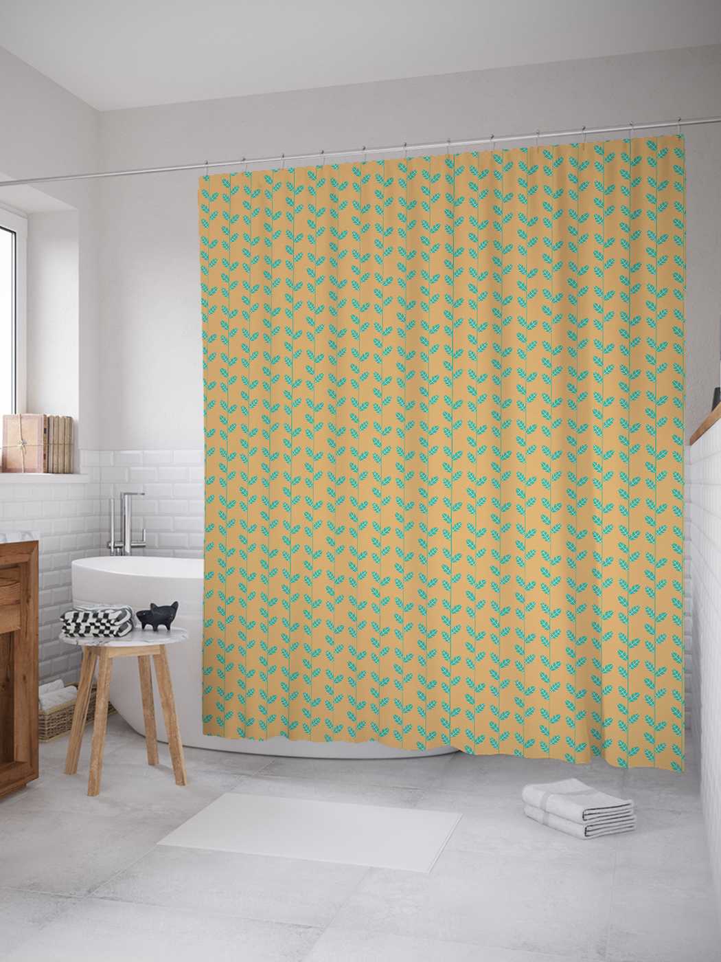 

Штора (занавеска) для ванной JoyArty "Прямые лианы" из сатена, 180х200 см с крючками, Оранжевый