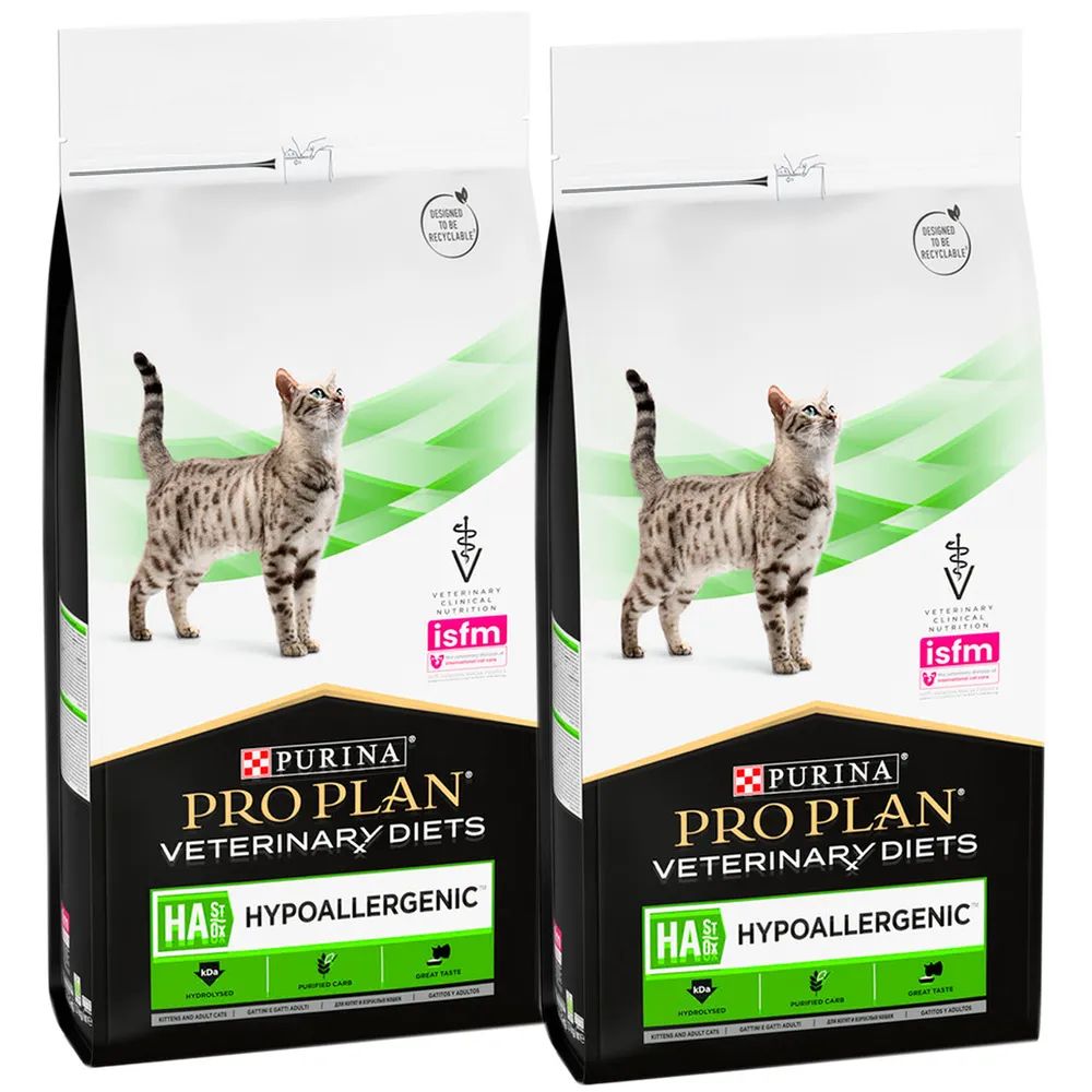 Сухой корм для кошек и котят при аллергии Pro Plan HA ST/OX Hypoallergenic 2 шт по 1,3 кг