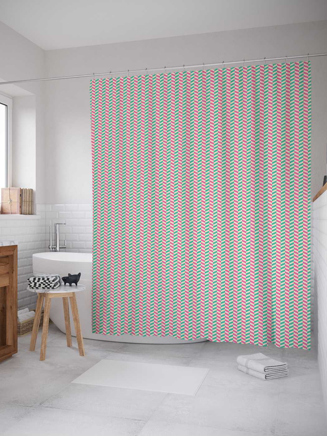 

Штора для ванной JoyArty "Противоположные строчки" из сатена, 180х200 см с крючками, Оранжевый