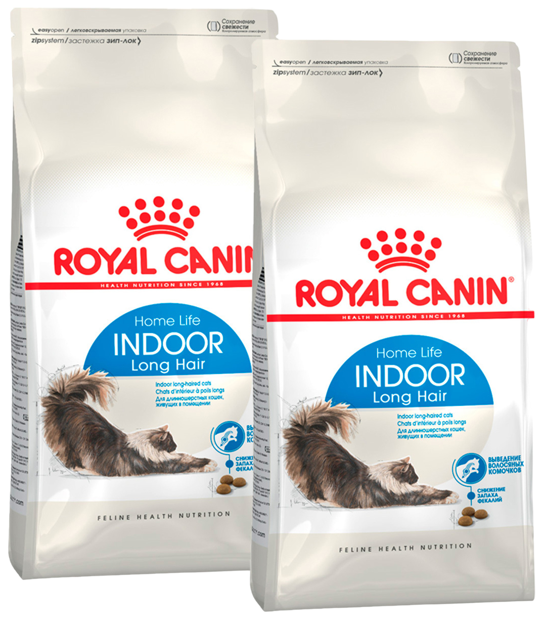 фото Сухой корм для кошек royal canin indoor long hair, для длинношерстных, 2 шт по 0,4 кг