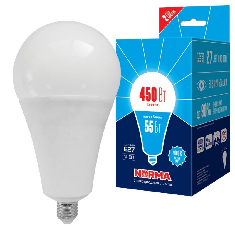 

Лампочка Volpe LED-A140-55W/4000K/E27/FR/NR Norma LED-A, LED-A140-55W/4000K/E27/FR/NR Norma LED-A