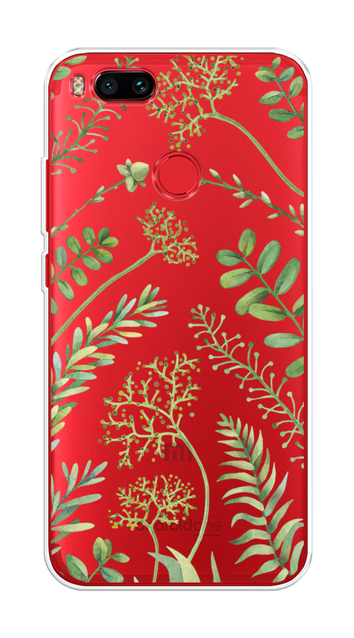 

Чехол на Xiaomi Mi A1/5X "Green Leaves", Зеленый;прозрачный, 32650-1