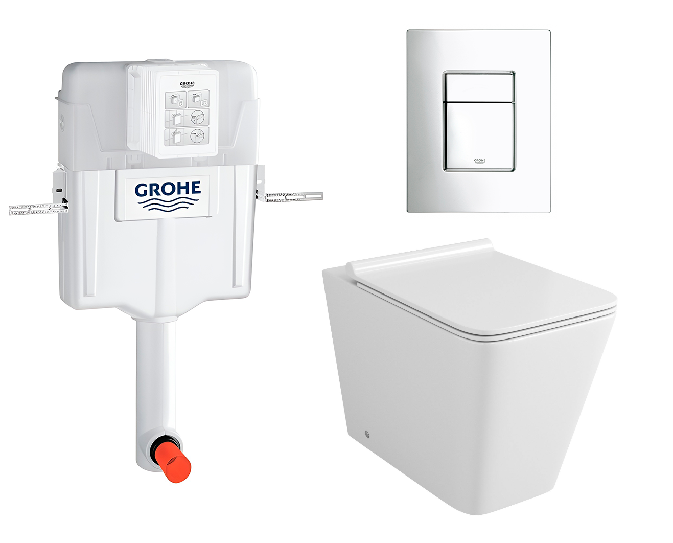 

Комплект: смывной бачок Grohe + унитаз Grossman + кнопка хром