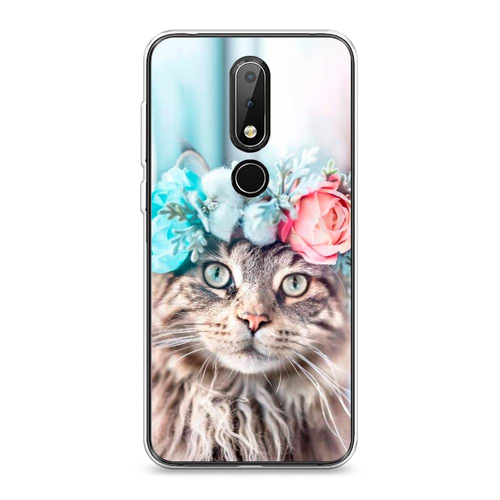 

Чехол Awog на Nokia X6 2018 / Нокиа X6 2018 "Кот в венке", Серый;голубой;розовый, 121450-2