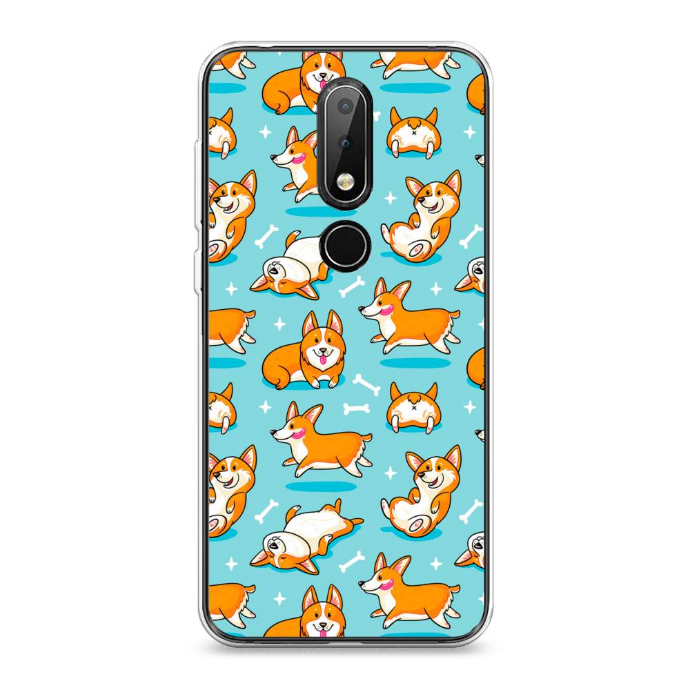 

Чехол Awog на Nokia X6 2018 / Нокиа X6 2018 "Веселые корги", Коричневый, 121450-2