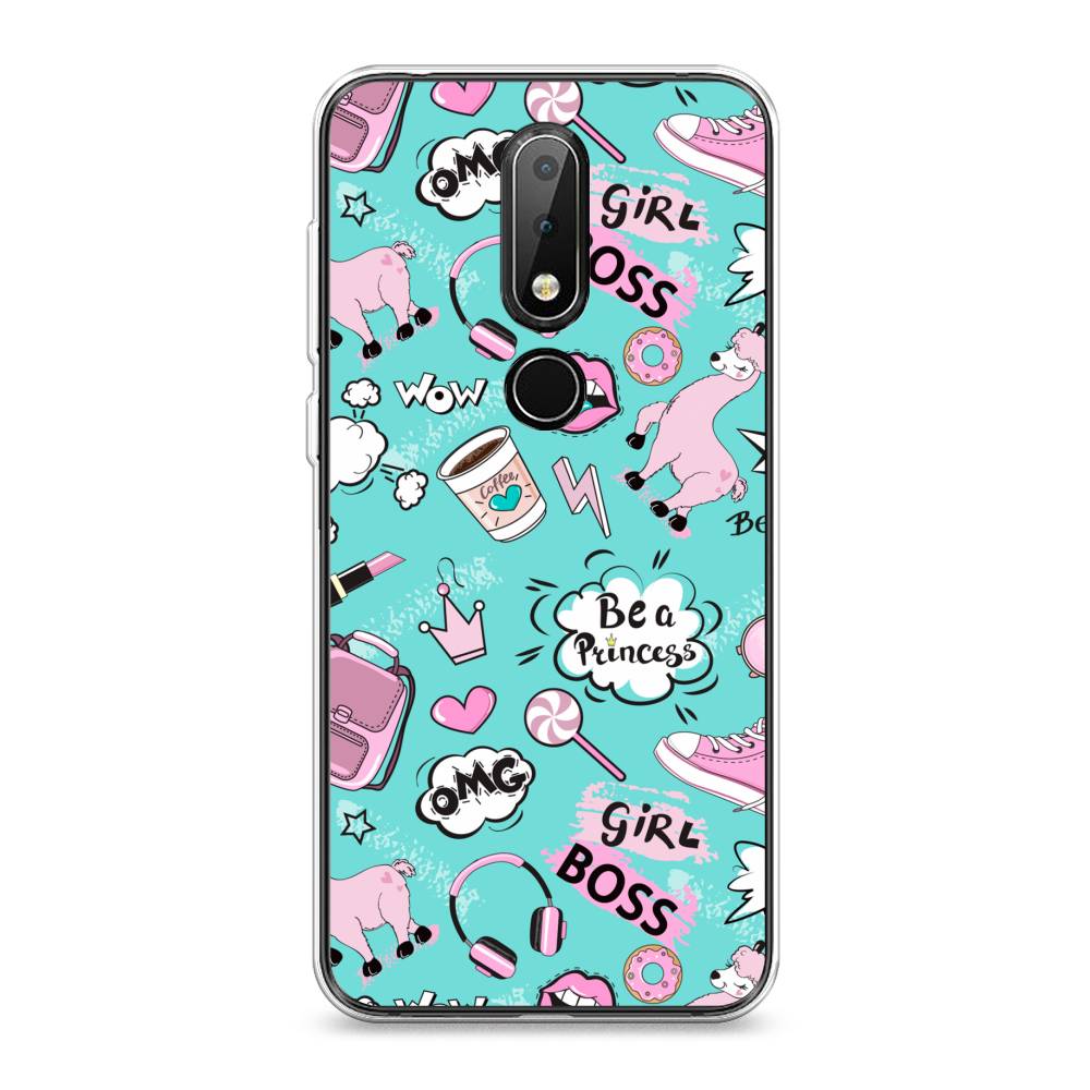 

Чехол Awog на Nokia X6 2018 / Нокиа X6 2018 "Стильная лама", Голубой;белый;розовый, 121450-1
