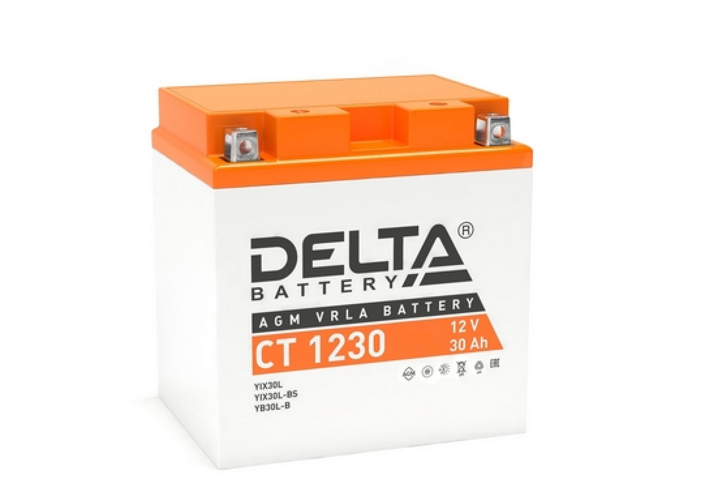 Аккумулятор DELTA Battery AGM 30 А/ч обратная R+ 168x126x175 EN300 А  CT 1230