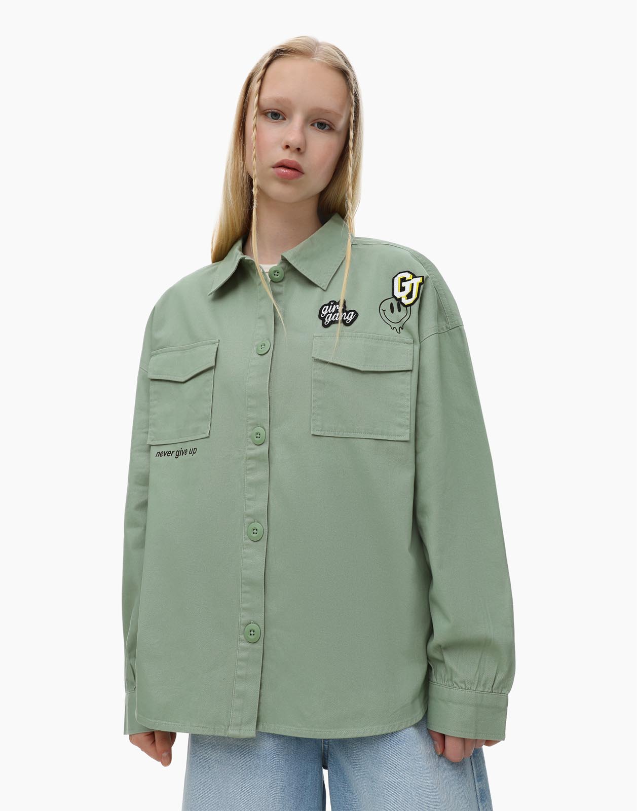 Блузка для девочек Gloria Jeans GWT002784 зеленый 8-10л/134-140