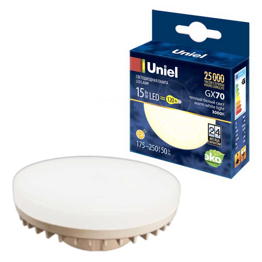 фото Лампочка uniel led-gx70-15w/3000k/gx70/fr plz01wh led-gx70