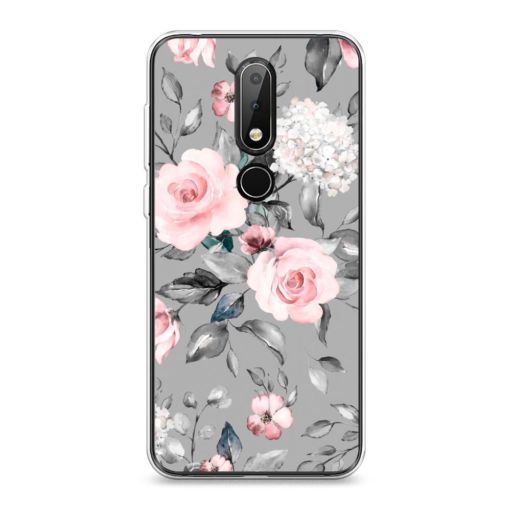 

Чехол Awog "Розы на сером" для Nokia X6 2018, 121450-8