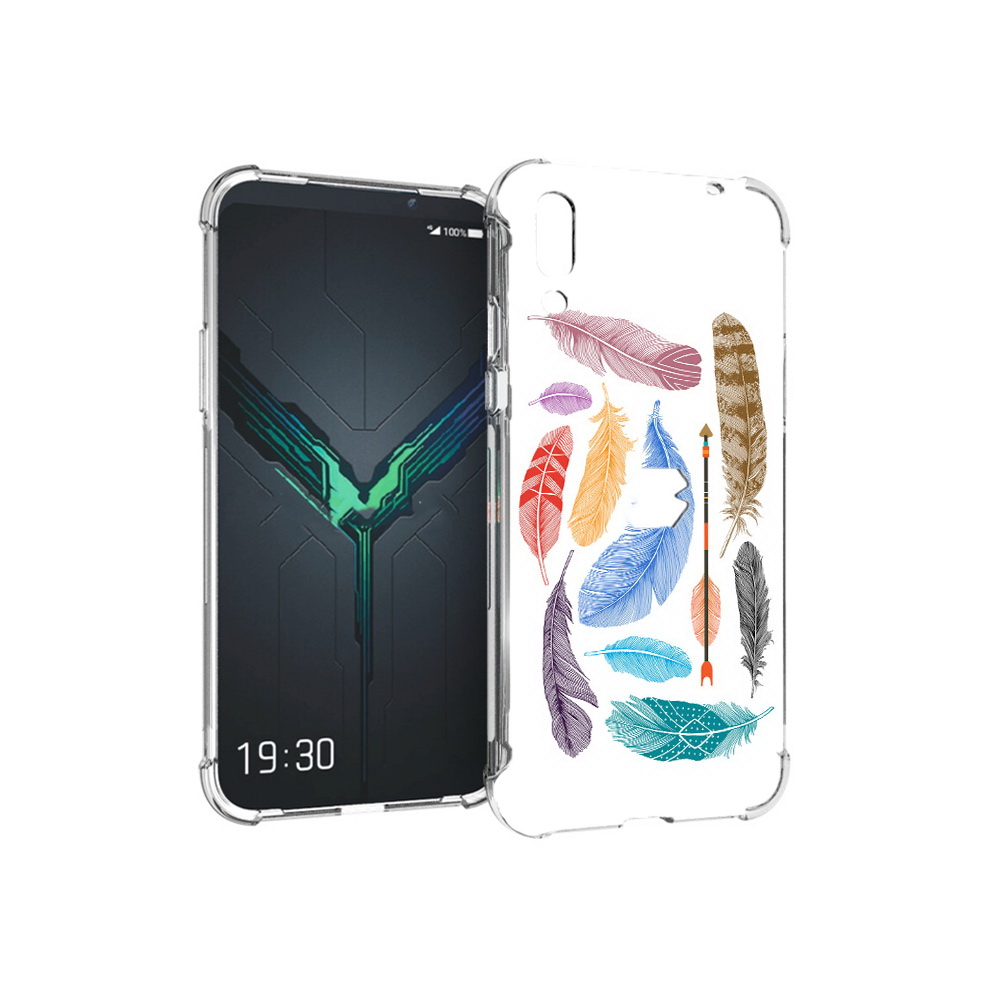 

Чехол MyPads Tocco для Xiaomi Black Shark 2 разноцветные перья (PT144492.263.572), Прозрачный, Tocco