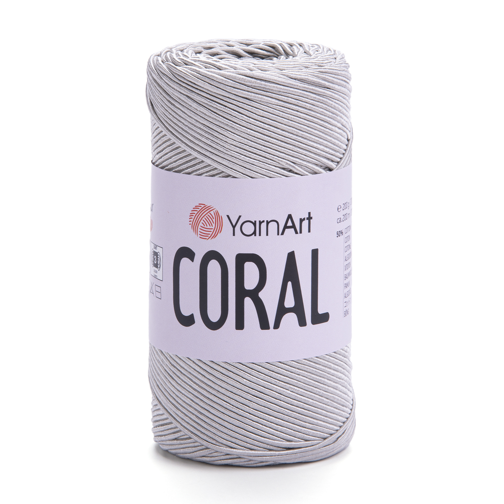 

Пряжа шнурочная YarnArt Coral, цвет 1918, 200г, Серый, Coral