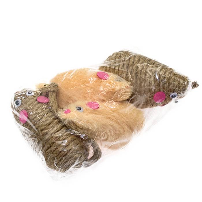 Игрушка для кошек Кот Лукас Мышь средняя бежевая 10 см 4 шт