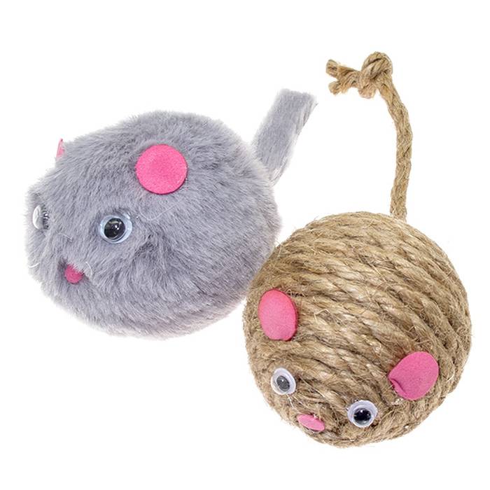 Игрушка для кошек Кот Лукас Мяч Мышарик разноцветная 5 см 4 шт