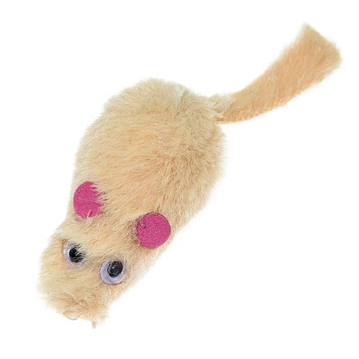 Игрушка для кошек Кот Лукас Мыши из искусственного меха бежевая 6 см