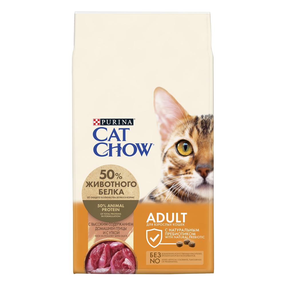 фото Сухой корм для кошек cat chow adult, утка, 7кг