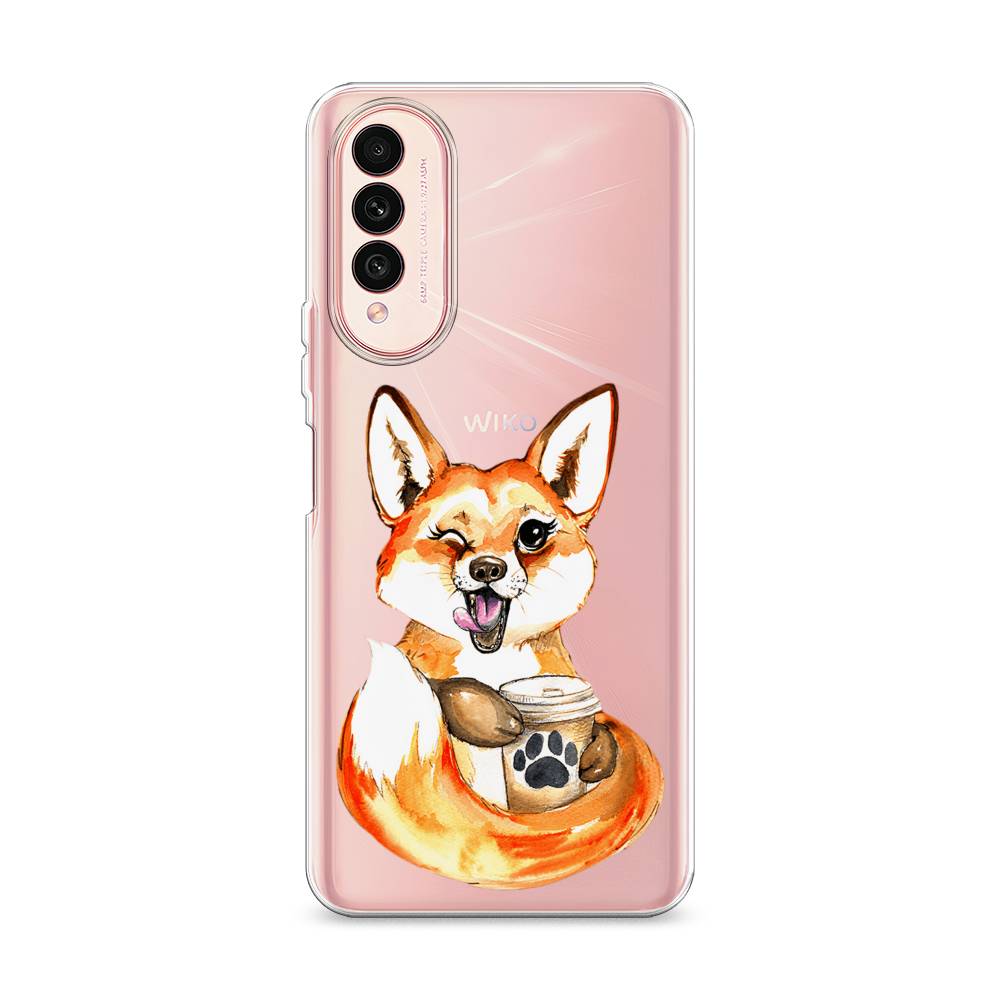 

Чехол на Wiko T50 "Подмигивающая лиса с кофе", Оранжевый;белый;коричневый, 3400350-4