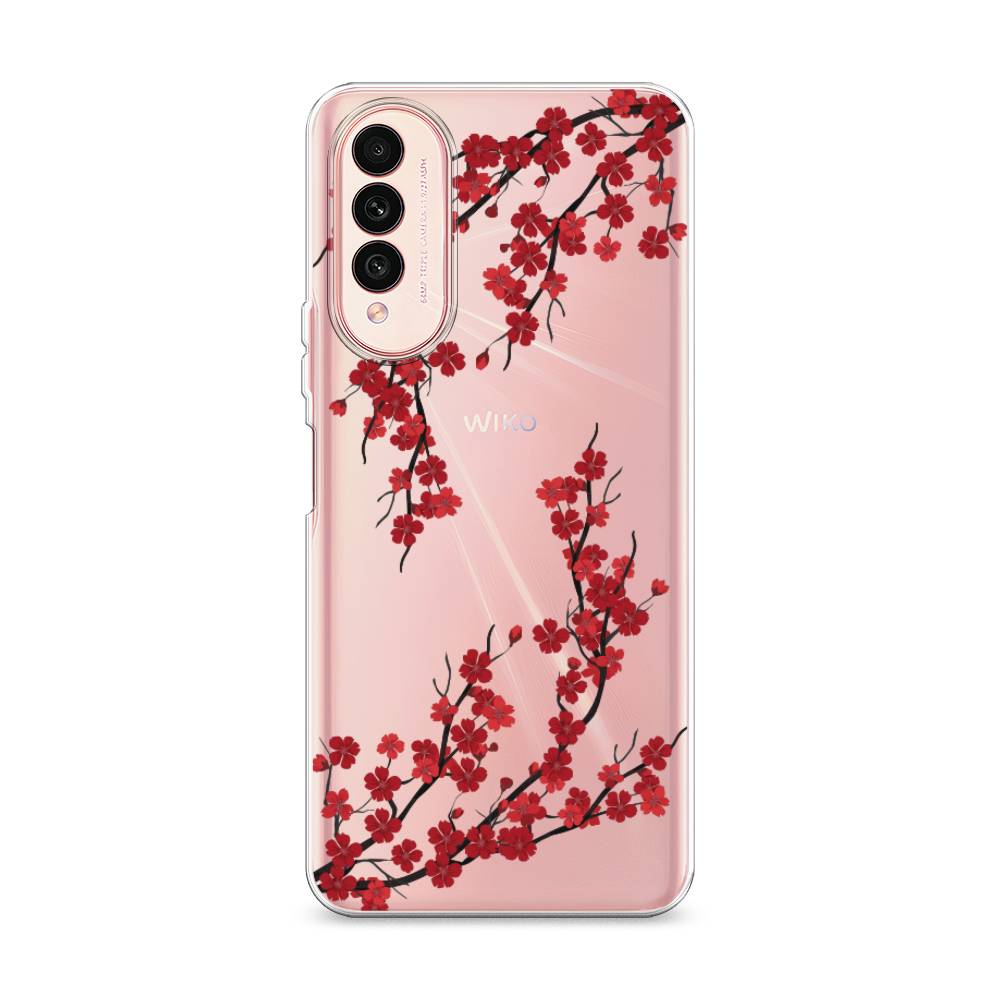 

Чехол на Wiko T50 "Красная сакура", Красный;черный, 3400350-2