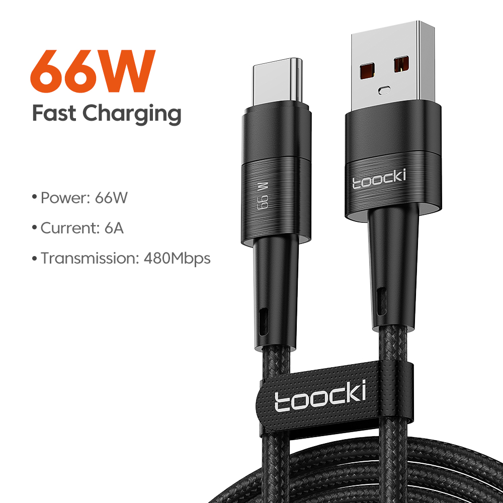 Кабель USB Type-C-USB Toocki 1 м черный