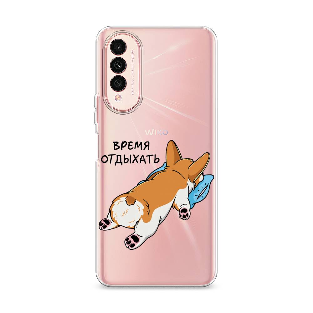 

Чехол на Wiko T50 "Корги отдыхает", Черный;коричневый;голубой, 3400350-1