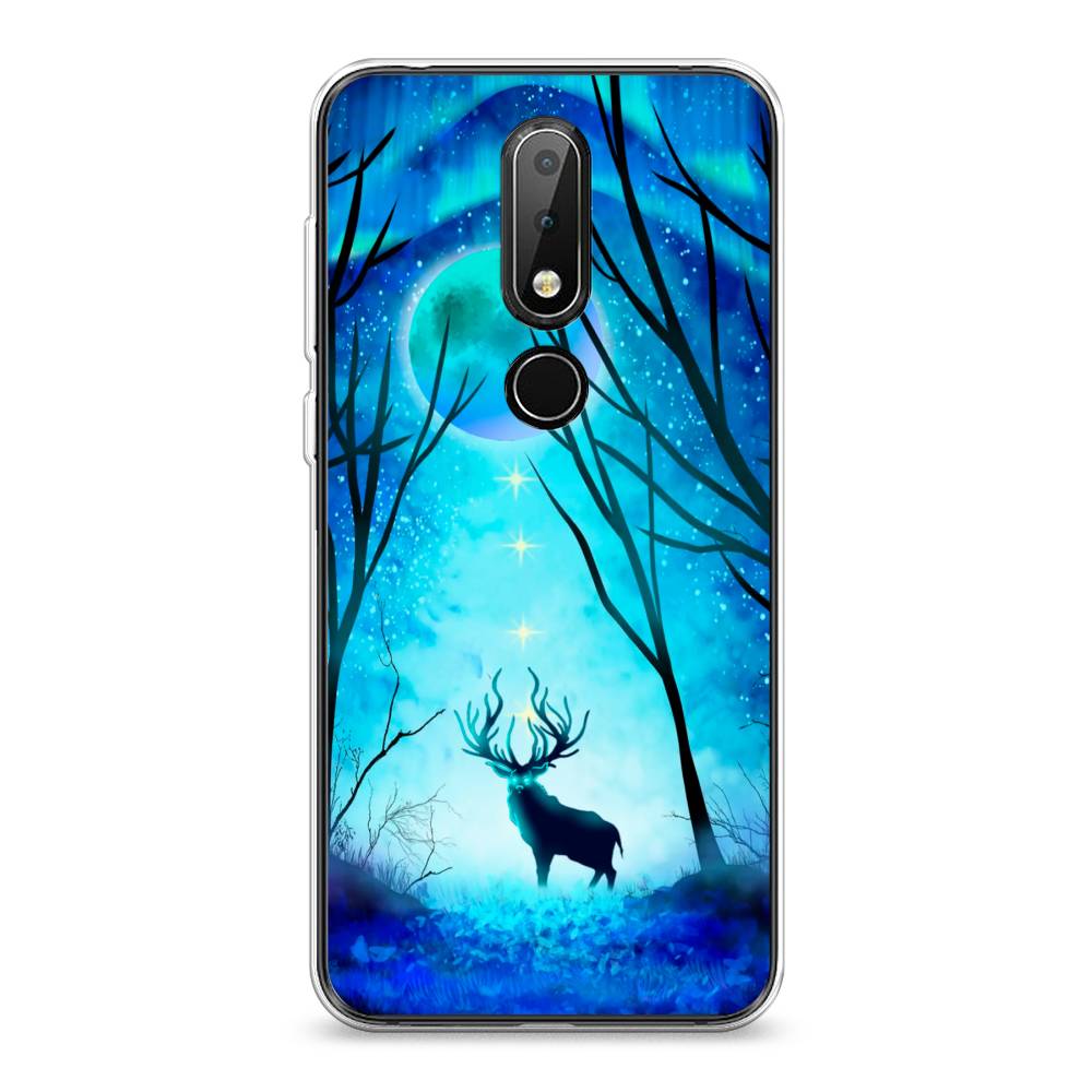 

Чехол на Nokia 6.1 Plus "Олень северное сияние", Синий;черный;голубой, 121850-1