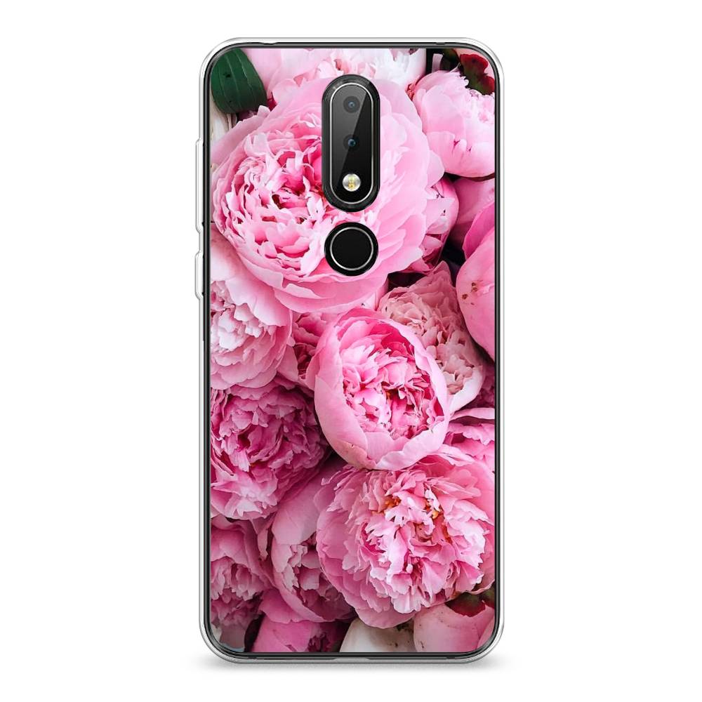 

Чехол на Nokia 6.1 Plus "Розовые пионы", Бежевый;розовый, 121850-2