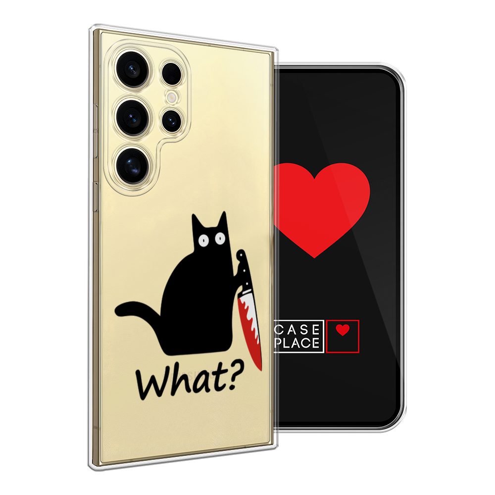 

Чехол на Samsung Galaxy S24 Ultra "Котик с ножом", Черный;красный, 2109250-1