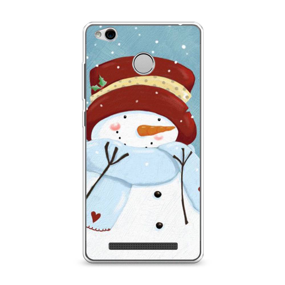 

Чехол на Xiaomi Redmi 3 Pro (3S) "Застенчивый снеговик", Голубой;белый;красный, 30950-5