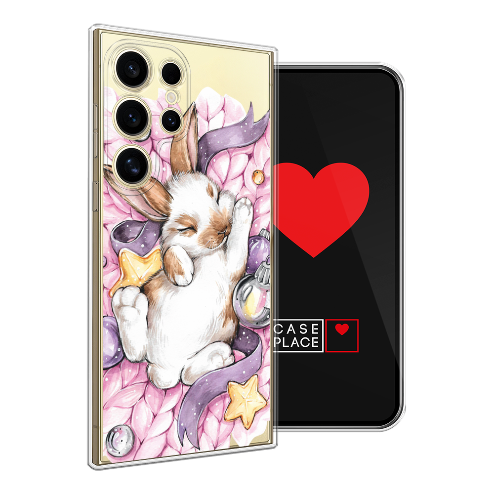 

Чехол на Samsung Galaxy S24 Ultra "Кролик спит", Розовый;белый, 2109250-1