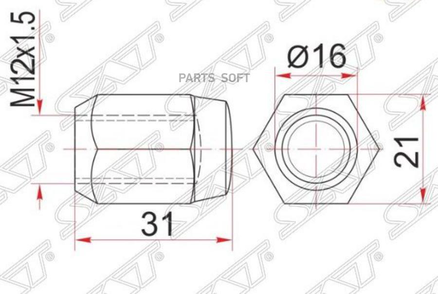 Гайка Колесная Никелированная Toyota Sat арт. ST-90942-01021