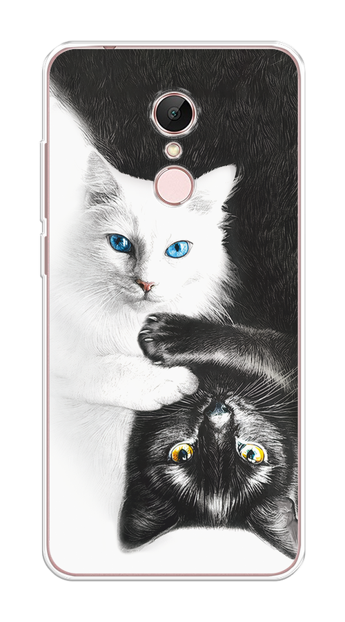 

Чехол на Xiaomi Redmi 5 "Коты Инь-Янь", Черный;белый;голубой, 33050-1
