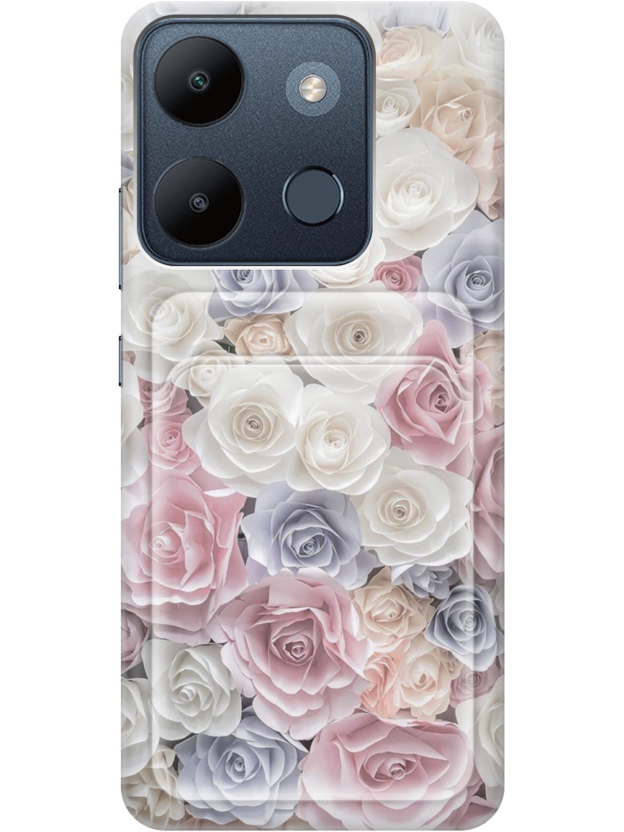 

Чехол на Infinix Smart 7 / Tecno Spark Go 2023 / Pop 7 / Pop 7 Pro "Пастельные розы", Белый;розовый;серый, 20011991
