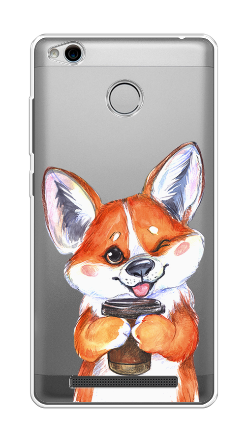 

Чехол на Xiaomi Redmi 3 Pro (3S) "Корги с кофе", Оранжевый;белый, 30950-4