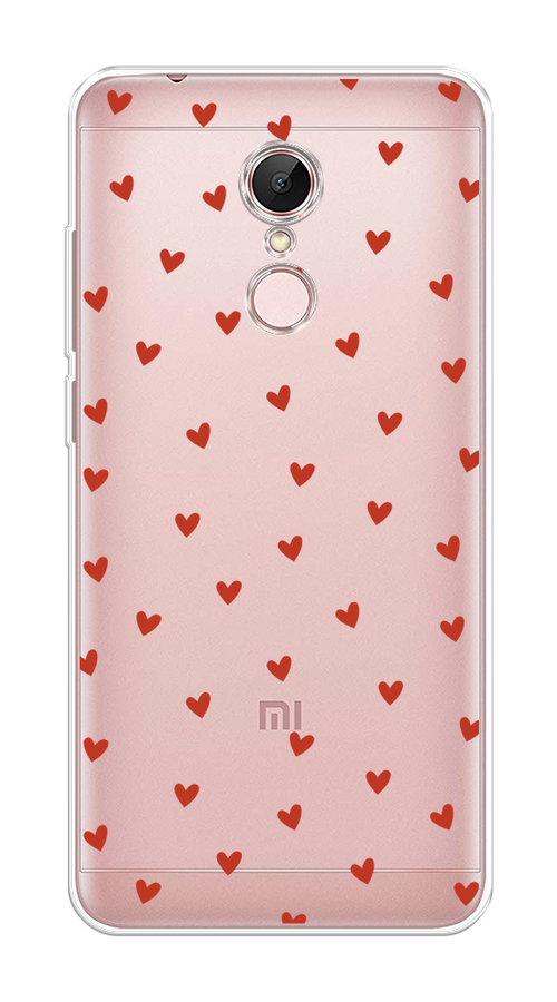 

Чехол на Xiaomi Redmi 5 "Red hearts", Красный;прозрачный, 33050-1