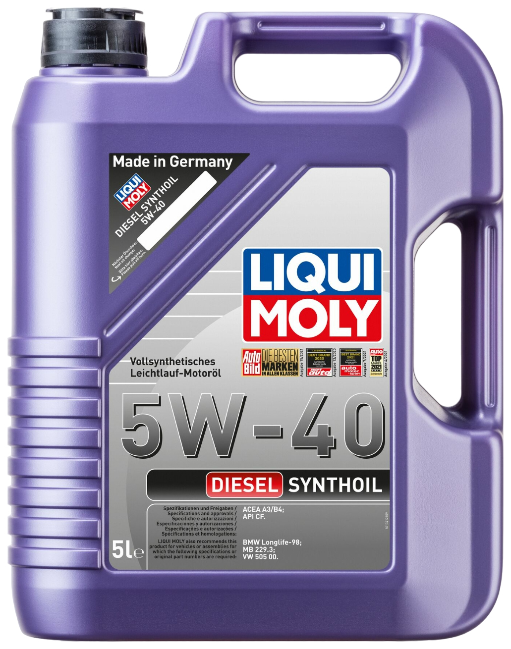 

Моторное масло LIQUI MOLY cинтетическое Diesel Synthoil 5w40 Cf A3/B4 5л