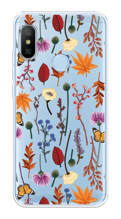 

Чехол на Xiaomi Redmi 6 Pro/6 Plus/Mi A2 Lite "Orange Purple flowers", Оранжевый;красный;розовый;желтый;прозрачный, 33950-1