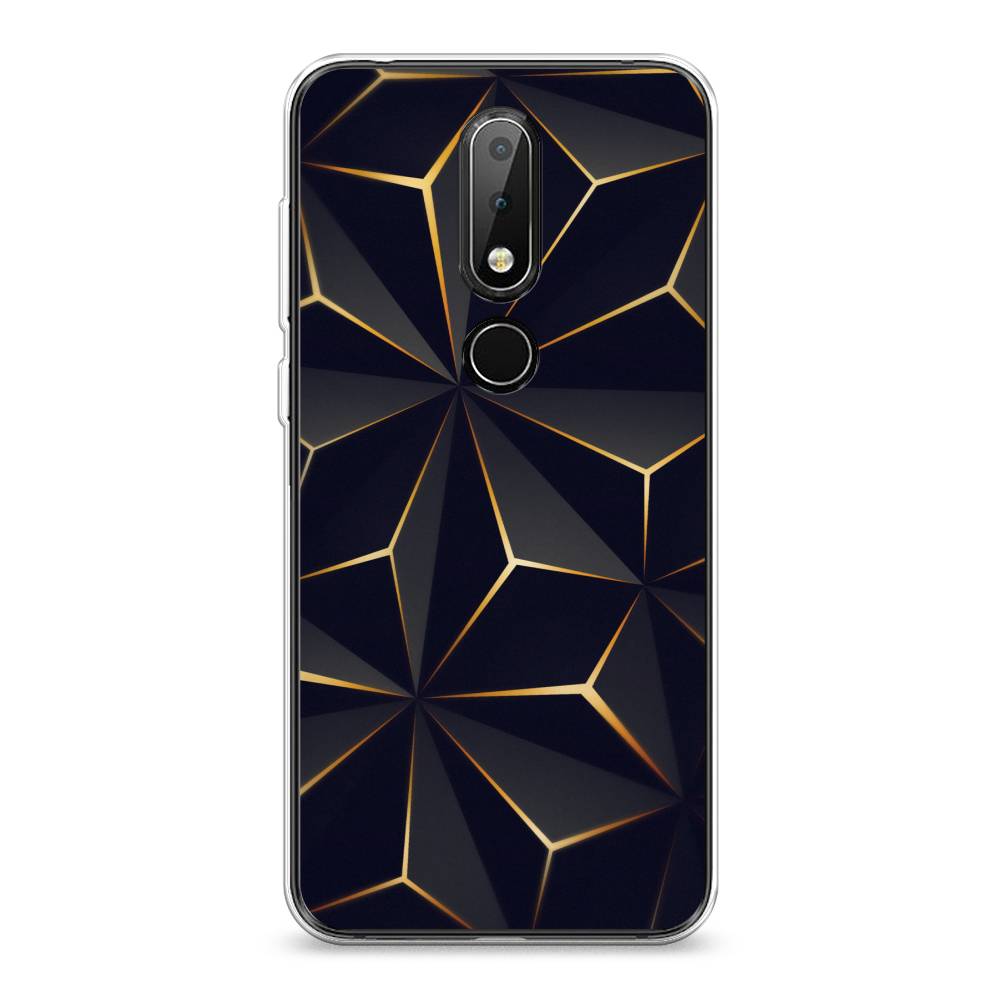 

Чехол на Nokia 6.1 Plus/X6 "Черные полигоны", Золотистый;черный, 121850-3